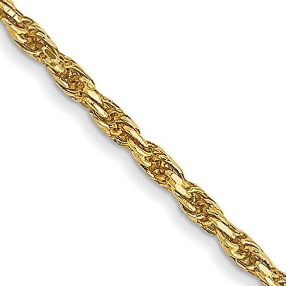 14K Yellow Gold 1.5mm Diamond-cut Solid Rope with Lobster Lock Chain - 18"