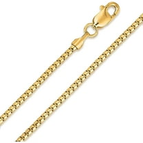 14K Yellow Gold 1.5mm Round Ice Pendant Chain, FREE Microfiber Cloth, Shiny Link Mens Womens Necklace, Giorgio Bergamo 16