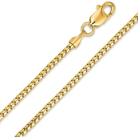 14K Yellow Gold 1.5mm Round Ice Pendant Chain, FREE Microfiber Cloth, Shiny Link Mens Womens Necklace, Giorgio Bergamo 16