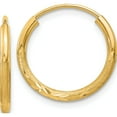 thumbnail image 1 of 14K Yellow Gold 1.5mm Satin Diamond-Cut Endless Hoop Earrings (14 X 14) Made In Peru xy1173, 1 of 6