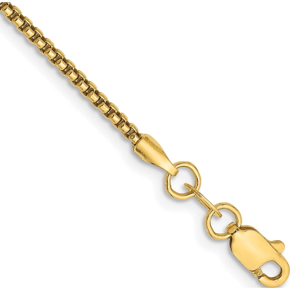 14K Yellow Gold 1.5mm Semi-Solid Round Box Chain (8 X 1.5) Made In South Africa bc140-8
