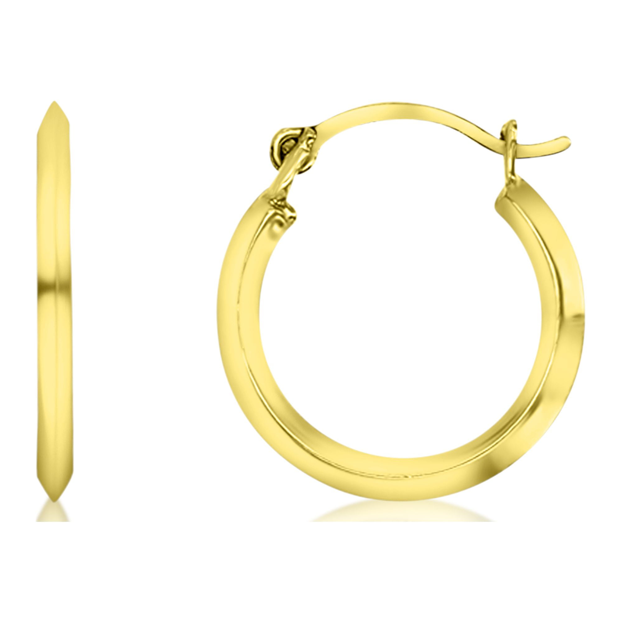 14K Yellow Gold 1.5x14mm Polished Thin Knife Edge Hoop Earrings