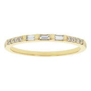 14K Yellow Gold 1/6 ct. Baguetter and Round Diamonds Wedding Band Ring by Hollywood Hills Jewelers