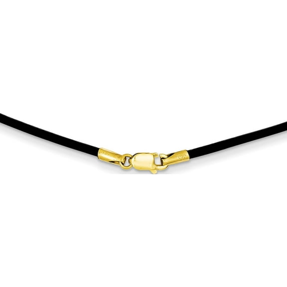 14K Yellow Gold 1.6mm 16In Black Leather Cord Necklace (16 X 1.5) Made In United States xg250-16