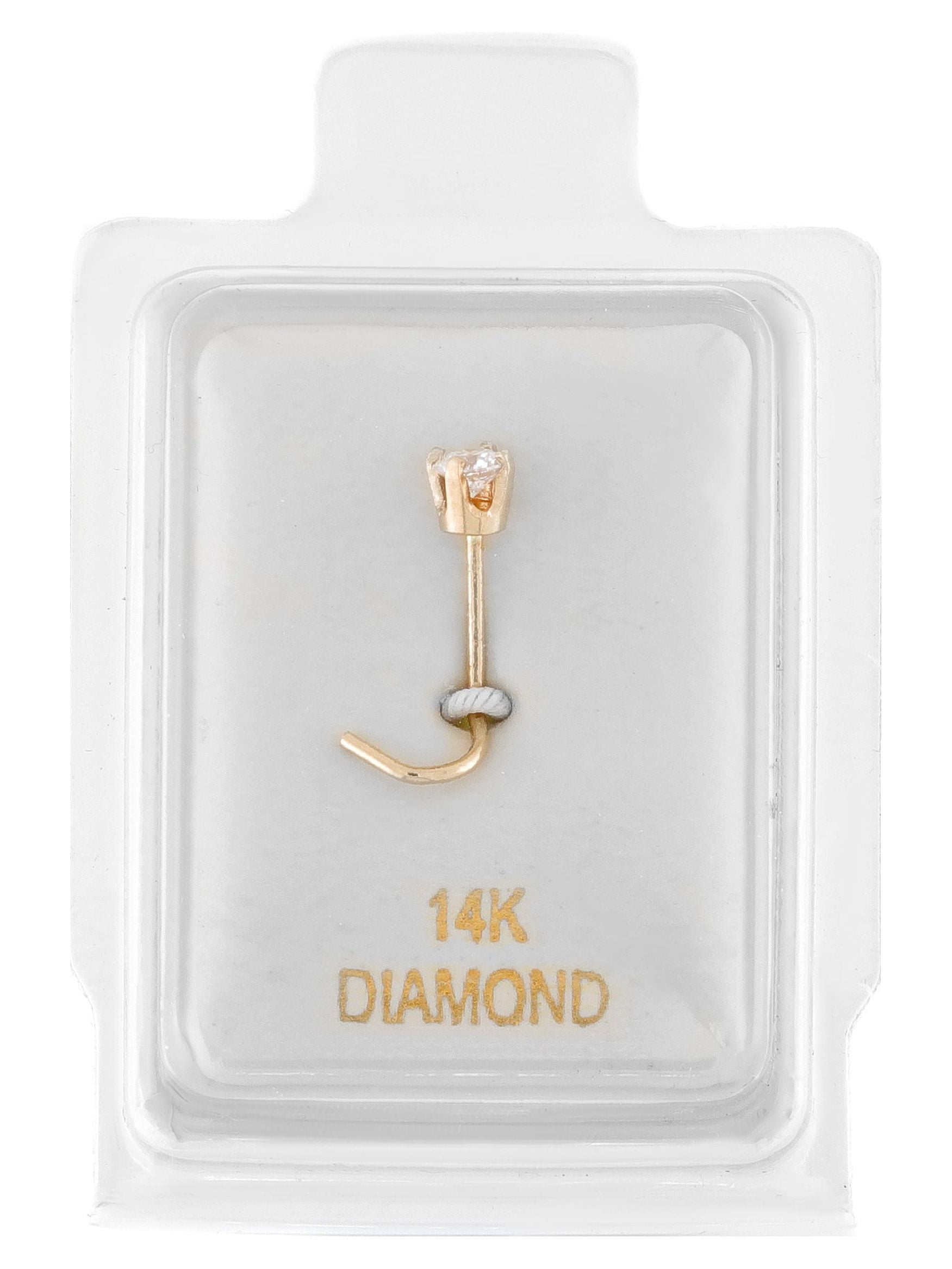 Buy JewelMore Diamond Nose Stud 14K White or Yellow Gold Nose Ring Twist  Screw 20 Gauge I1 Clarity (2mm (0.03 ct. tw) Online at desertcartINDIA