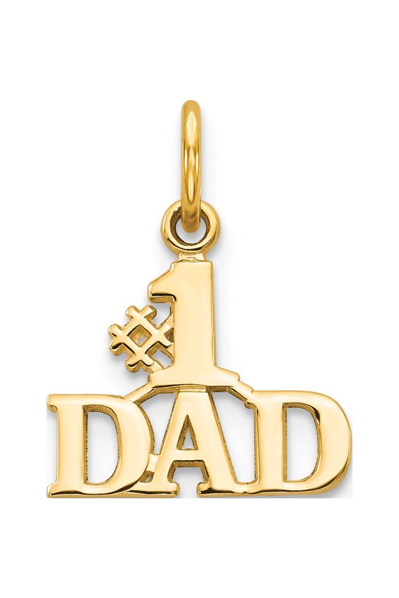 14K Yellow Gold #1 Dad Charm (17 X 13) Made In United States c392