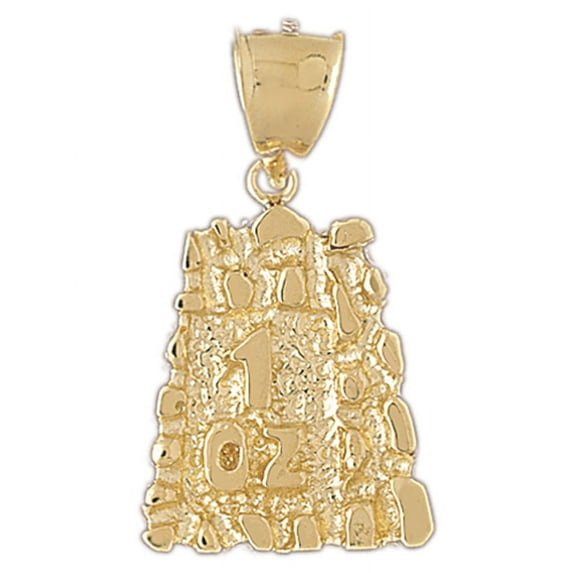 14K Yellow Gold "1 Oz" Nugget Pendant - 41 mm