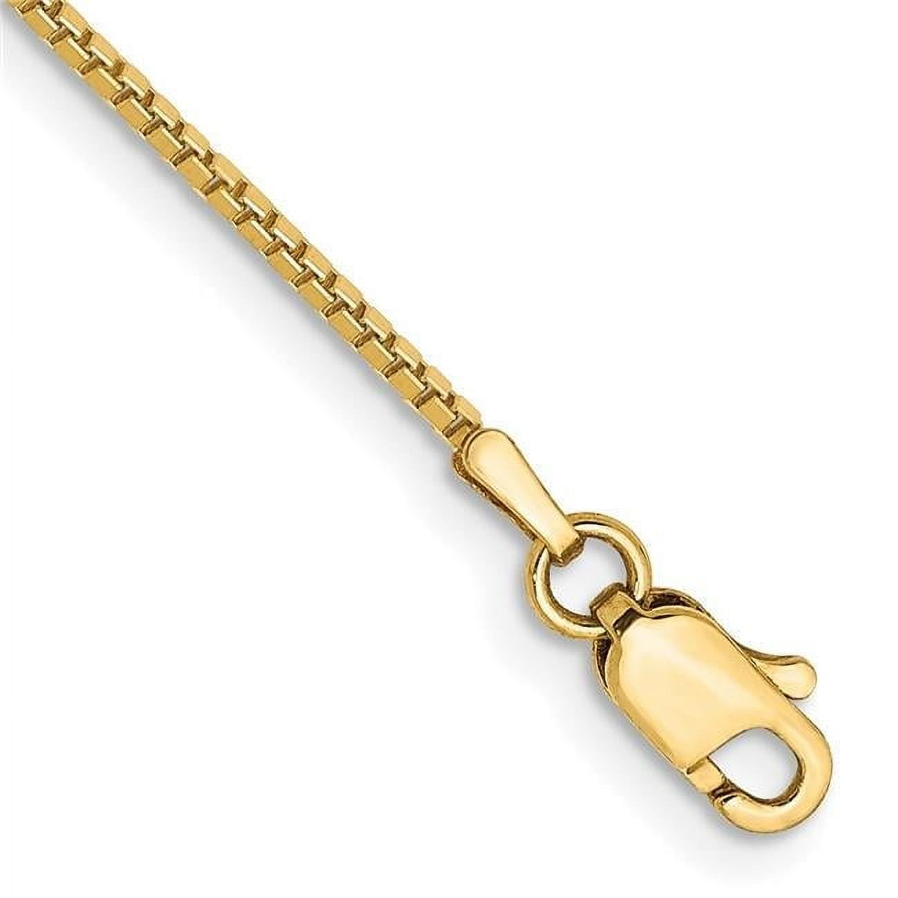 14K Yellow Gold 9 in. 1 mm Box Chain Anklet
