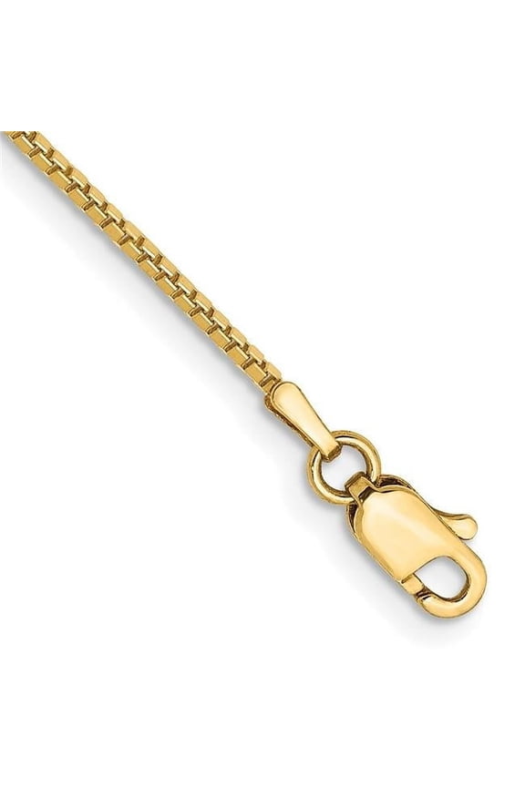 14K Yellow Gold 9 in. 1 mm Box Chain Anklet