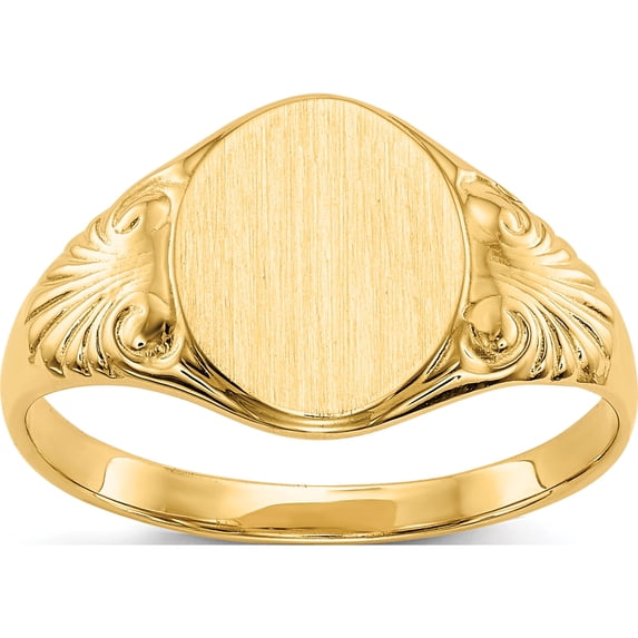 14K Yellow Gold 10.0X7.5mm Closed Back Signet Ring (Size 6) Made In United States ch194