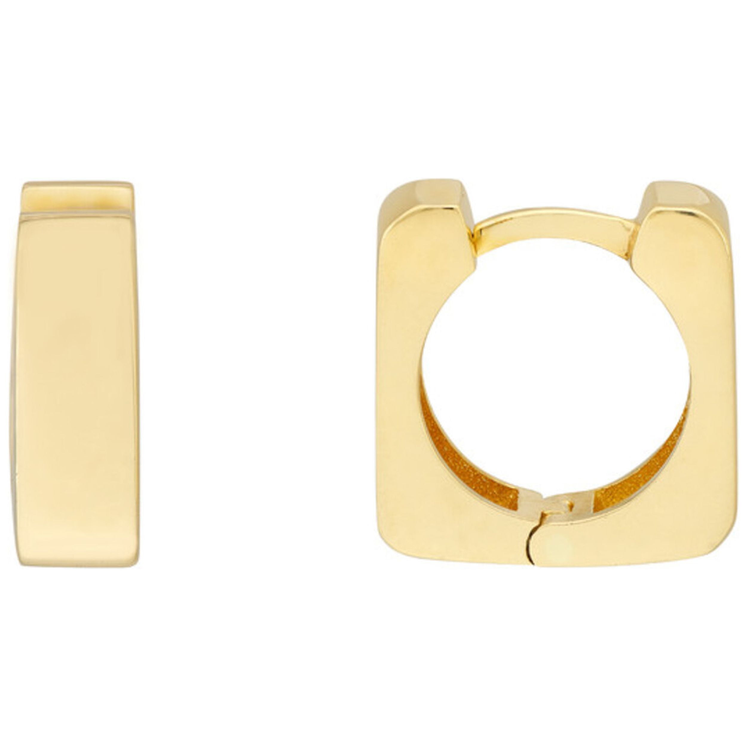 Gold square huggie sales earrings