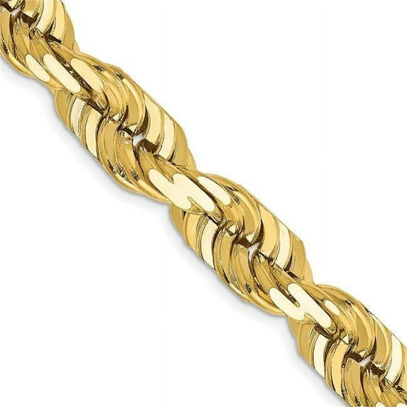 14K Yellow Gold 10 mm Diamond-Cut Rope with Fancy Lobster 24 in. Clasp Chain