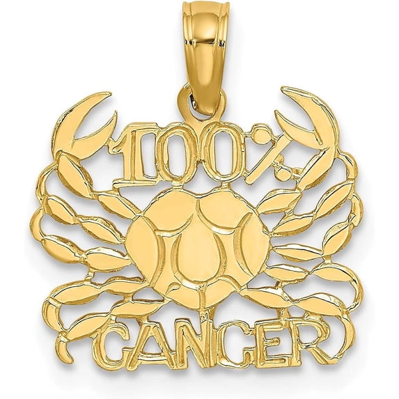 14K Yellow Gold 100% CANCER Zodiac Charm - 16.95mm