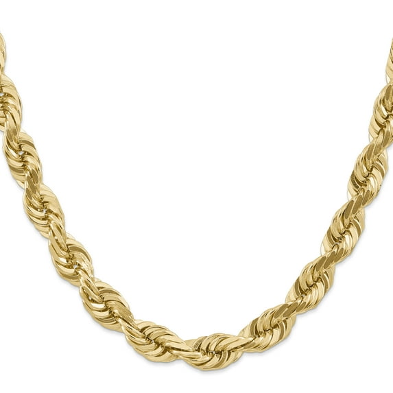 14K Yellow Gold 10mm Diamond Cut Rope Chain 20 IN
