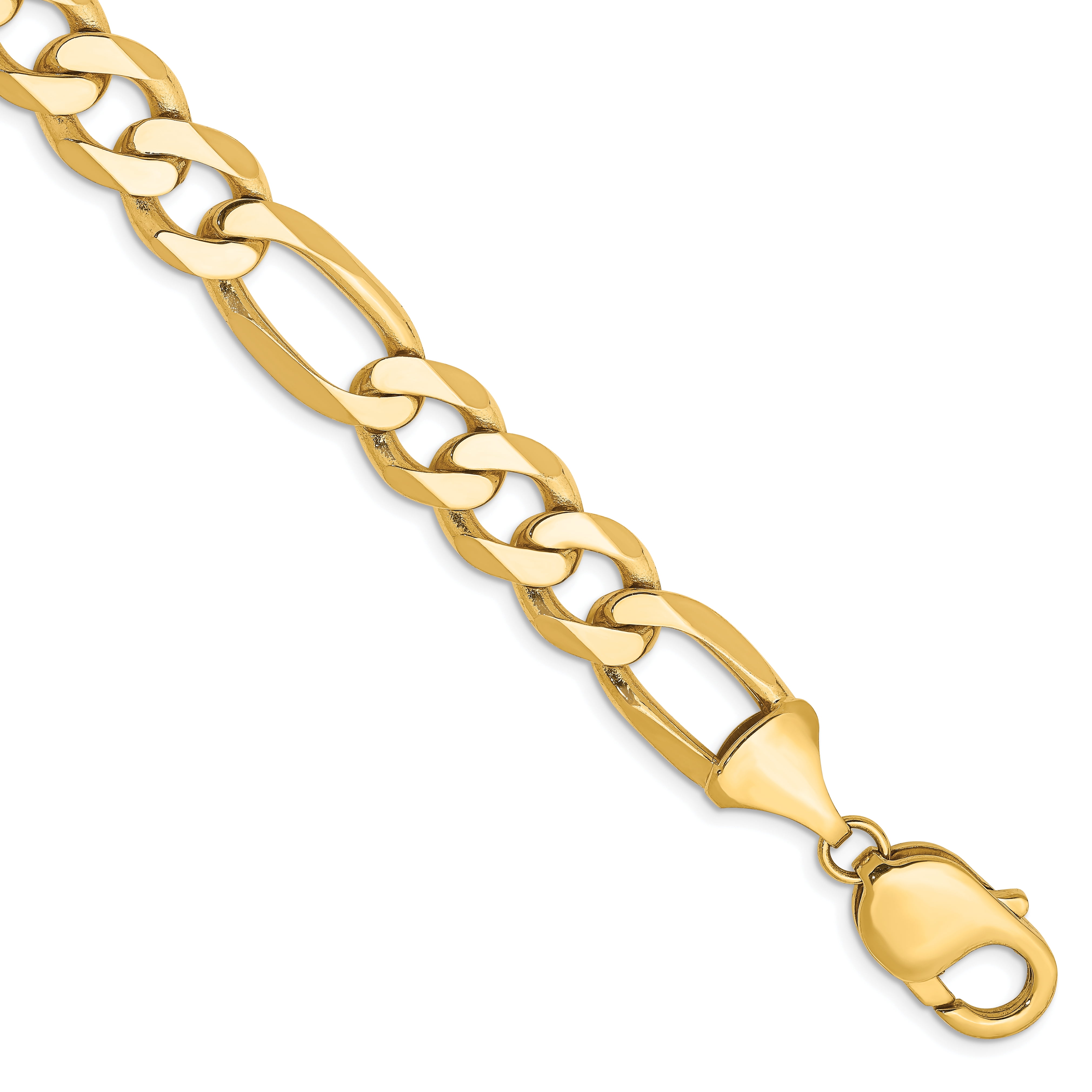 14K Yellow Gold 10mm Flat Figaro Chain