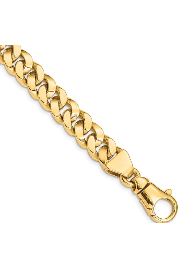14K Yellow Gold 10mm Hand Polished Fancy Link Bracelet (8.5 X 10) Made In Peru lk386-8.5