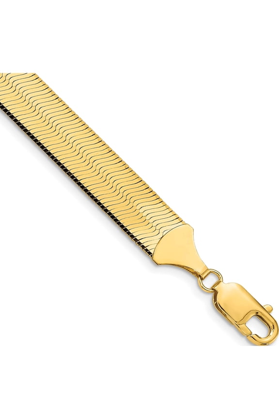 14K Yellow Gold 10mm Silky Herringbone Chain (7 X 10) Made In Dominican Republic slk100-7