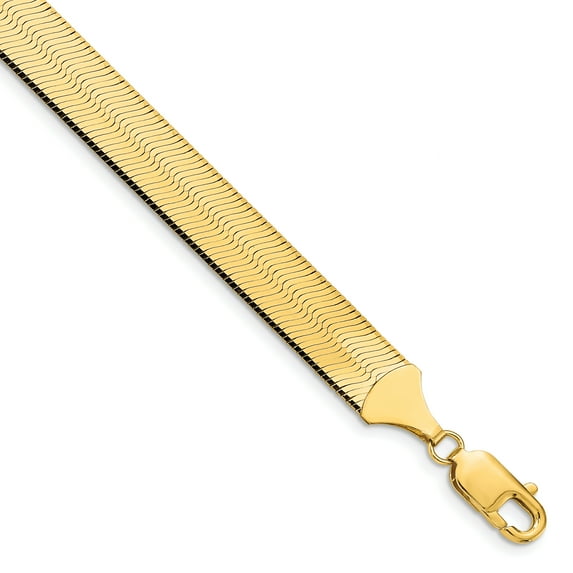14K Yellow Gold 10mm Silky Herringbone Chain Bracelet Size 7
