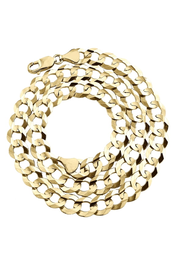 14K Yellow Gold 10mm Solid Plain Curb Cuban Chain Link Necklace 30 Inches