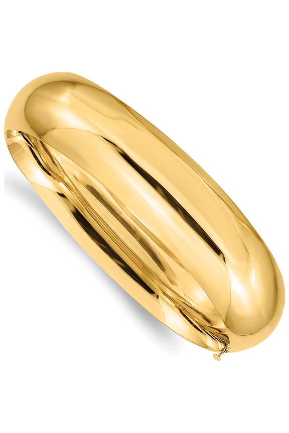 14K Yellow Gold 11/16 Oversize High Polished 17.00mm Hinged Oval Bangle Bracelet