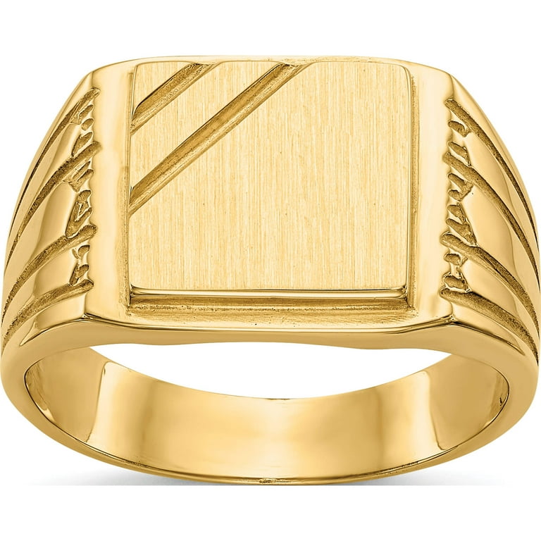14K Yellow Gold 11.5X11.0mm Open Back Mens Signet Ring (Size