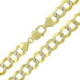 thumbnail image 1 of 14K Yellow Gold 11MM Solid Cuban Curb Link Two-Tone Pave Chain Necklaces, Real 14K Gold, Next Level Jewelry, 1 of 4