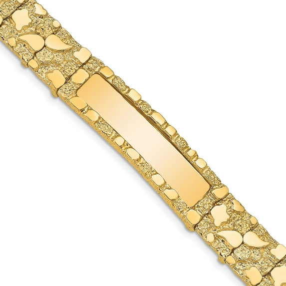 14K Yellow Gold 12.0mm Nugget Id Bracelet (8 X 12) Made In United States nugid12-8