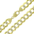 thumbnail image 1 of 14K Yellow Gold 12MM Solid Cuban Curb Link Two-Tone Pave Chain Necklaces, Real 14K Gold, Next Level Jewelry, 1 of 4