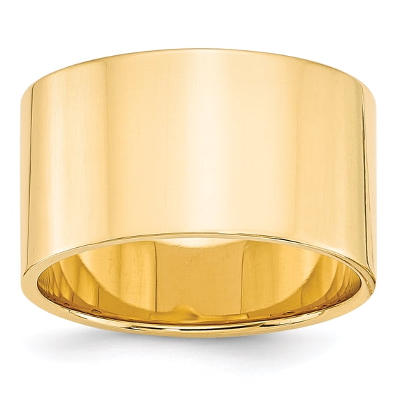 14K Yellow Gold 12mm Light Weight Flat Band Ring Size 8