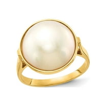 14K Yellow Gold 13-14mm Saltwater Cultured Mabe Pearl Ring