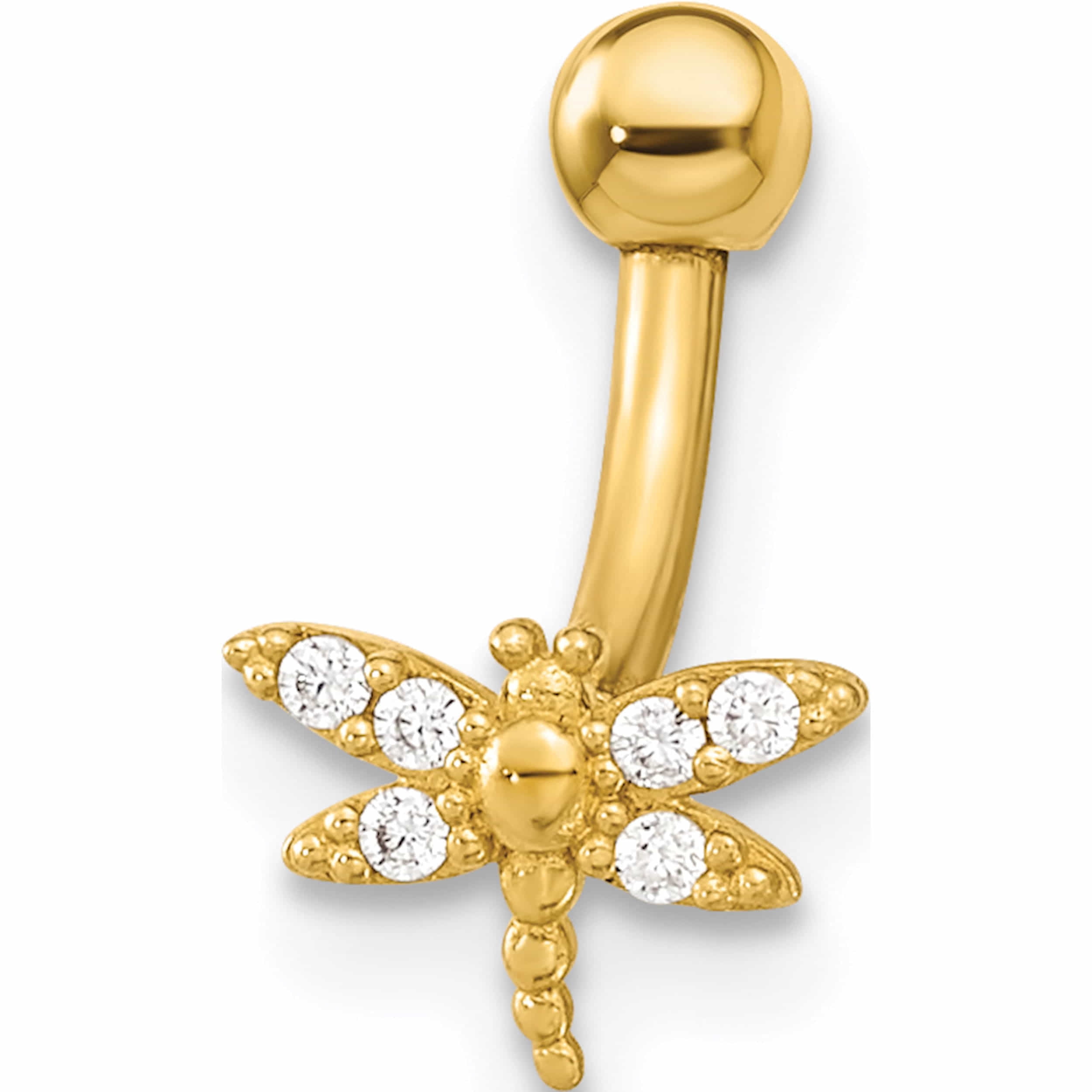 14K Gold 14 Gauge Dragonfly CZ Eyebrow Ring Body Jewelry 14K Gold 14 Gauge Dragonfly CZ Eyebrow Ring Body Jewelry