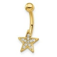 thumbnail image 1 of 14K Yellow Gold 14 Gauge Polished CZ Star Belly Ring, 1 of 1