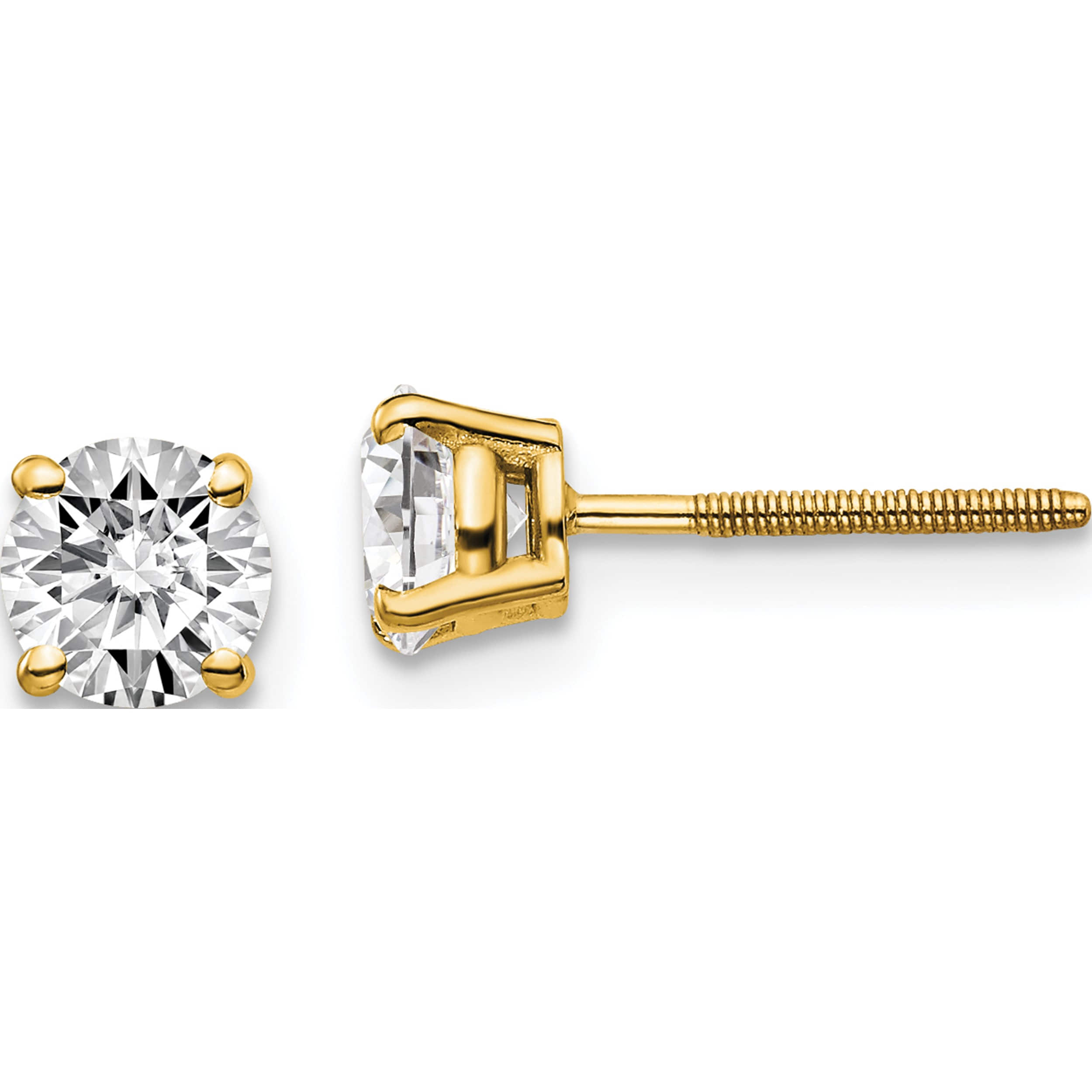 14K Yellow Gold 14Ky 1.00Ct. Si3 G-I Diamond Stud Thread On/Off Post Earrings (5 X 5) Made In United States st3-100
