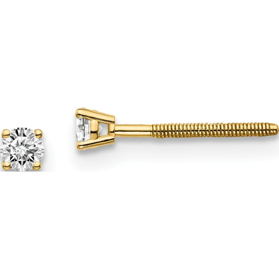 14K Yellow Gold 14Ky .10Ct. Si3 G-I Diamond Stud Thread On/Off Post Earrings (2.4 X 2.4) Made In United States st3-10