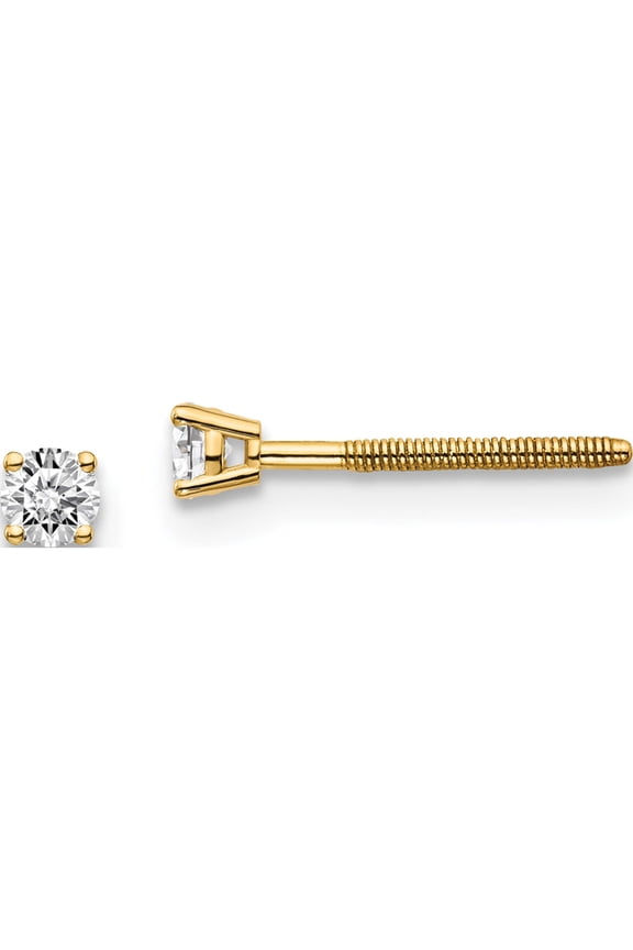 14K Yellow Gold 14Ky .10Ct. Si3 G-I Diamond Stud Thread On/Off Post Earrings (2.4 X 2.4) Made In United States st3-10