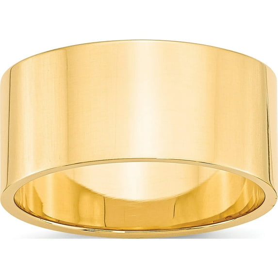 14K Yellow Gold 14Ky 10mm Ltw Flat Band Size 10.5 Made In United States fll100-10.5