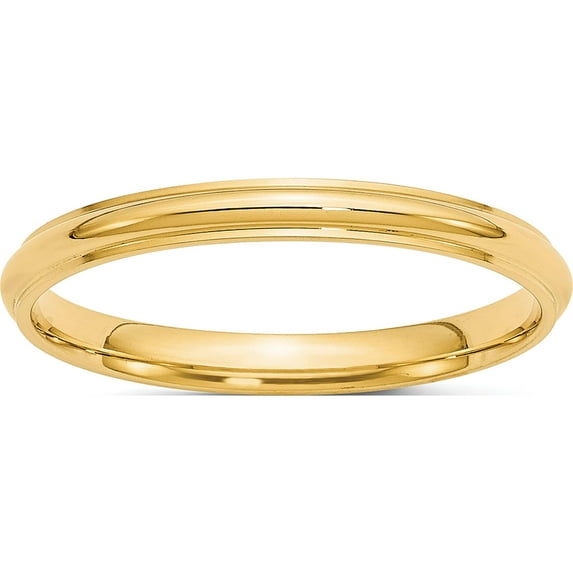 14K Yellow Gold 14Ky 2.5mm Half Round With Edge Band Size 12.5 Made In United States hre025-12.5