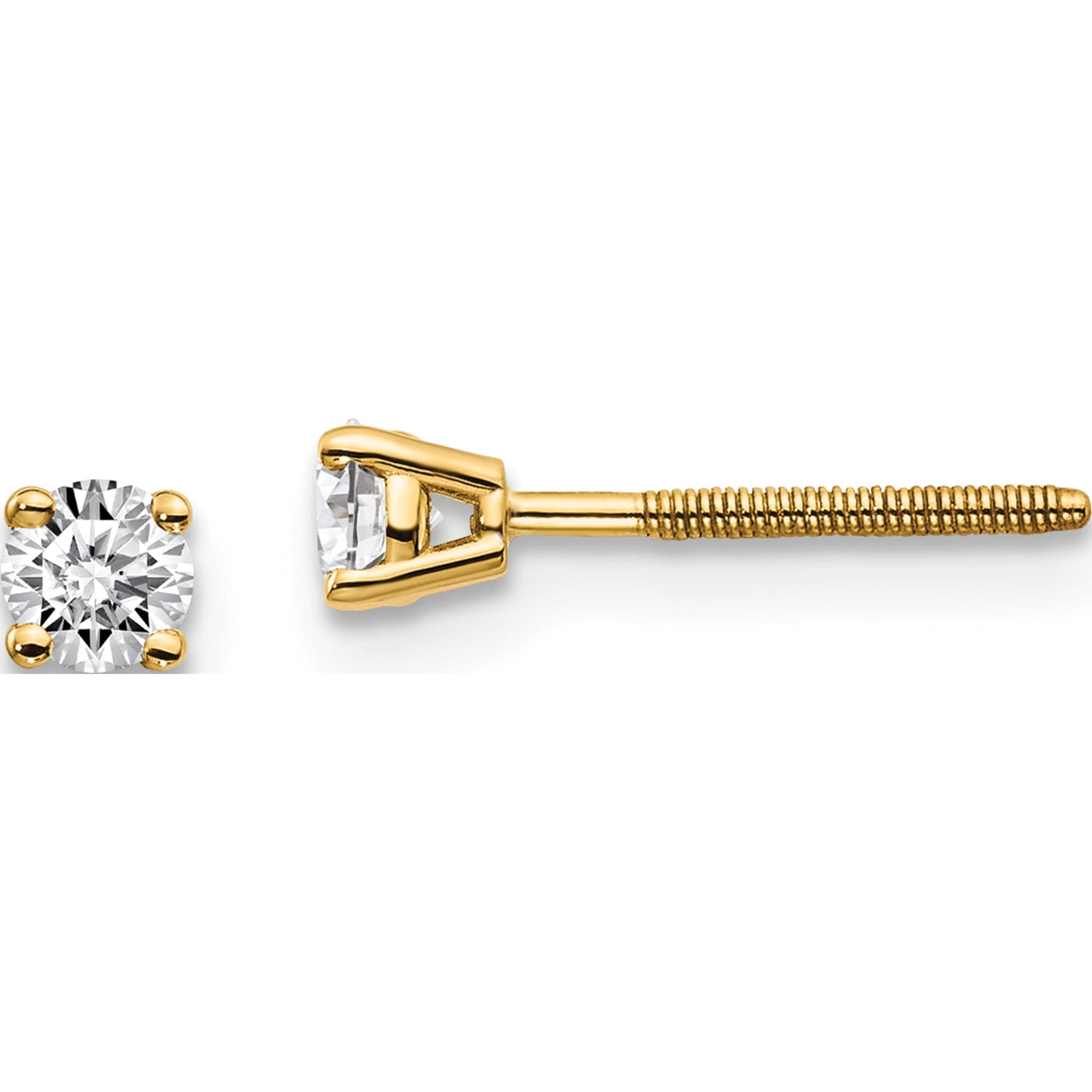 14K Yellow Gold 14Ky .25Ct. Si3 G-I Diamond Stud Thread On/Off Post Earrings (3.2 X 3.2) Made In United States st3-25