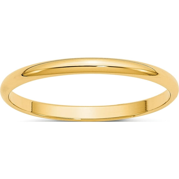 14K Yellow Gold 14Ky 2mm Ltw Half Round Band Size 12.5 Made In United States hrl020-12.5
