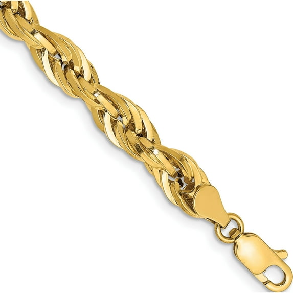 14K Yellow Gold 14Ky 5.4mm Semi-Solid Rope Chain (7 X 5.4) Made In Peru bc170-7