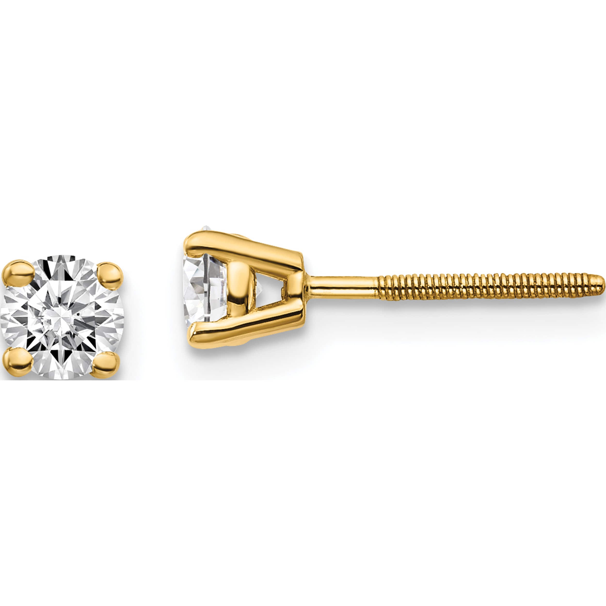 14K Yellow Gold 14Ky .50Ct. Si3 G-I Diamond Stud Thread On/Off Post Earrings (4.1 X 4.1) Made In United States st3-50