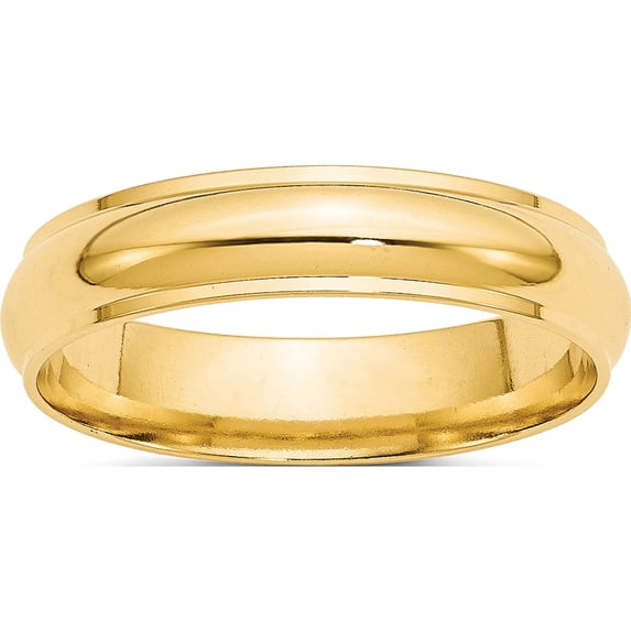 14K Yellow Gold 14Ky 5mm Half Round With Edge Band Size 13 Made In United States hre050-13
