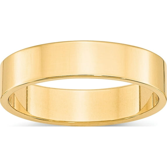 14K Yellow Gold 14Ky 5mm Ltw Flat Band Size 7.5 Made In United States fll050-7.5