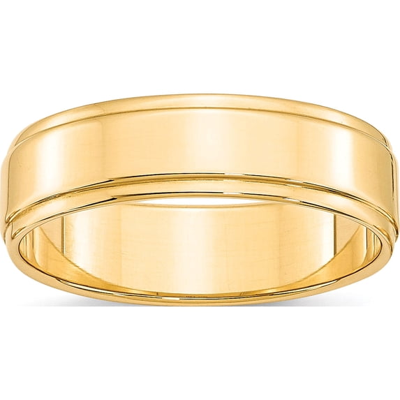 14K Yellow Gold 14Ky 6mm Flat With Step Edge Band Size 10.5 Made In United States fle060-10.5
