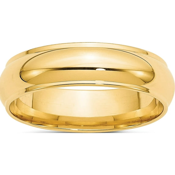 14K Yellow Gold 14Ky 6mm Half Round With Edge Band Size 9 Made In United States hre060-9