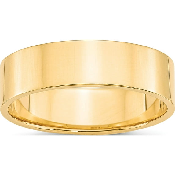 14K Yellow Gold 14Ky 6mm Ltw Flat Band Size 6.5 Made In United States fll060-6.5
