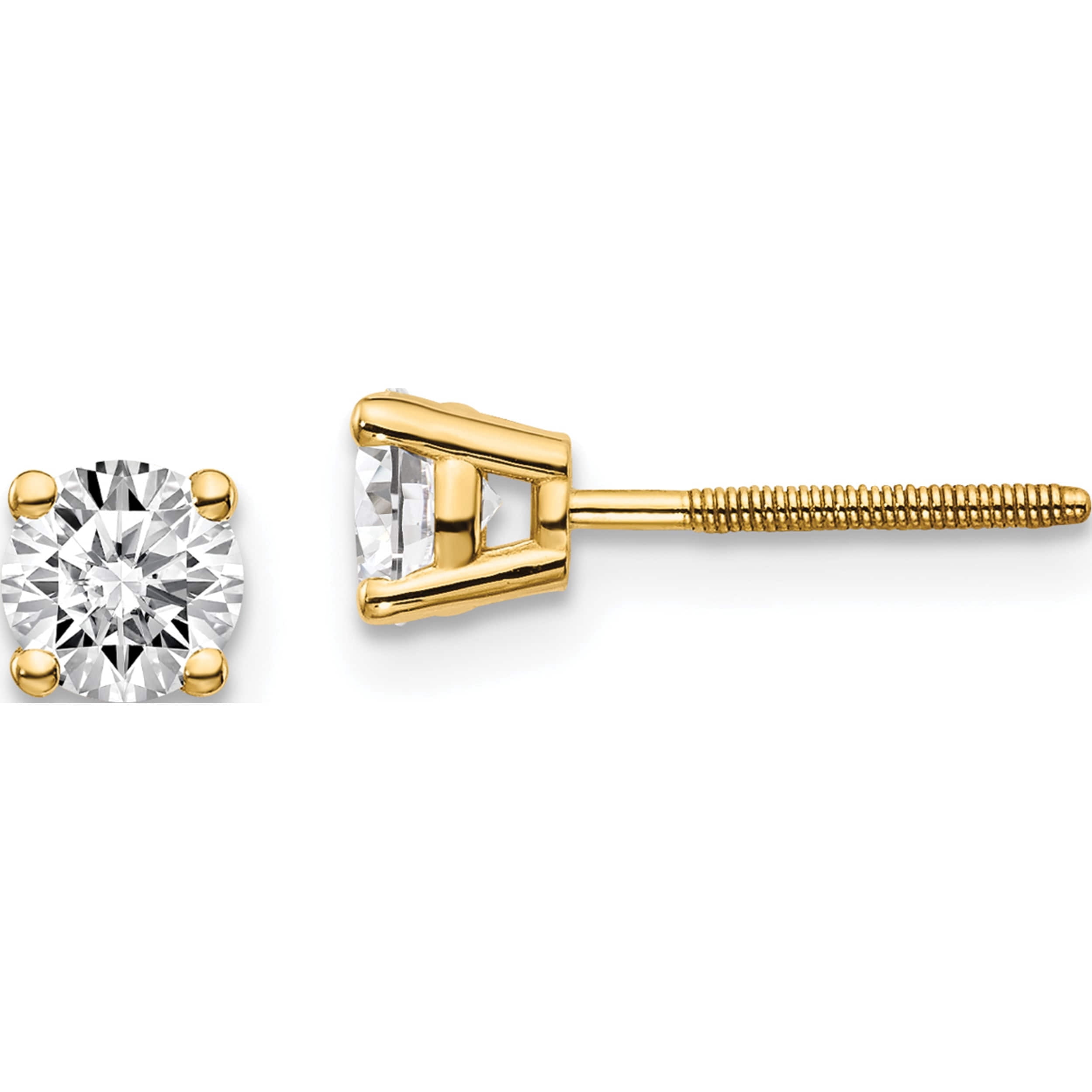 14K Yellow Gold 14Ky .70Ct. Si3 G-I Diamond Stud Thread On/Off Post Earrings (4.4 X 4.4) Made In United States st3-70