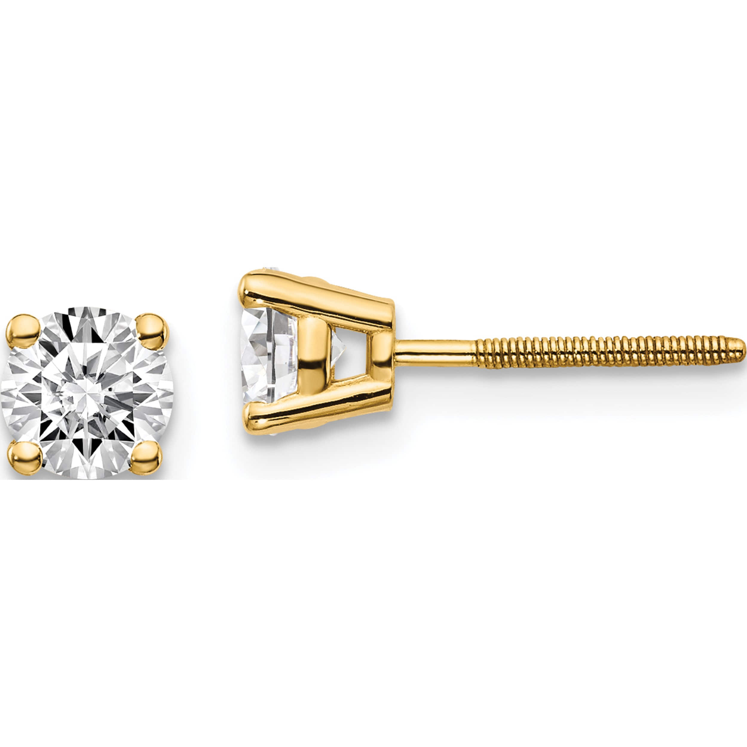 14K Yellow Gold 14Ky .75Ct. Si3 G-I Diamond Stud Thread On/Off Post Earrings (4.5 X 4.5) Made In United States st3-75