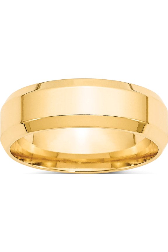14K Yellow Gold 14Ky 7mm Bevel Edge Comfort Fit Band Size 11 Made In United States bec070-11