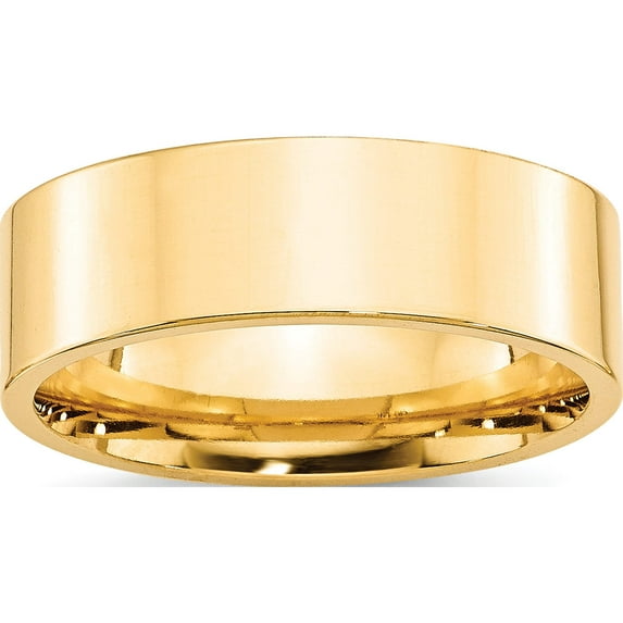 14K Yellow Gold 14Ky 7mm Standard Flat Comfort Fit Band Size 8 Made In United States flc070-8